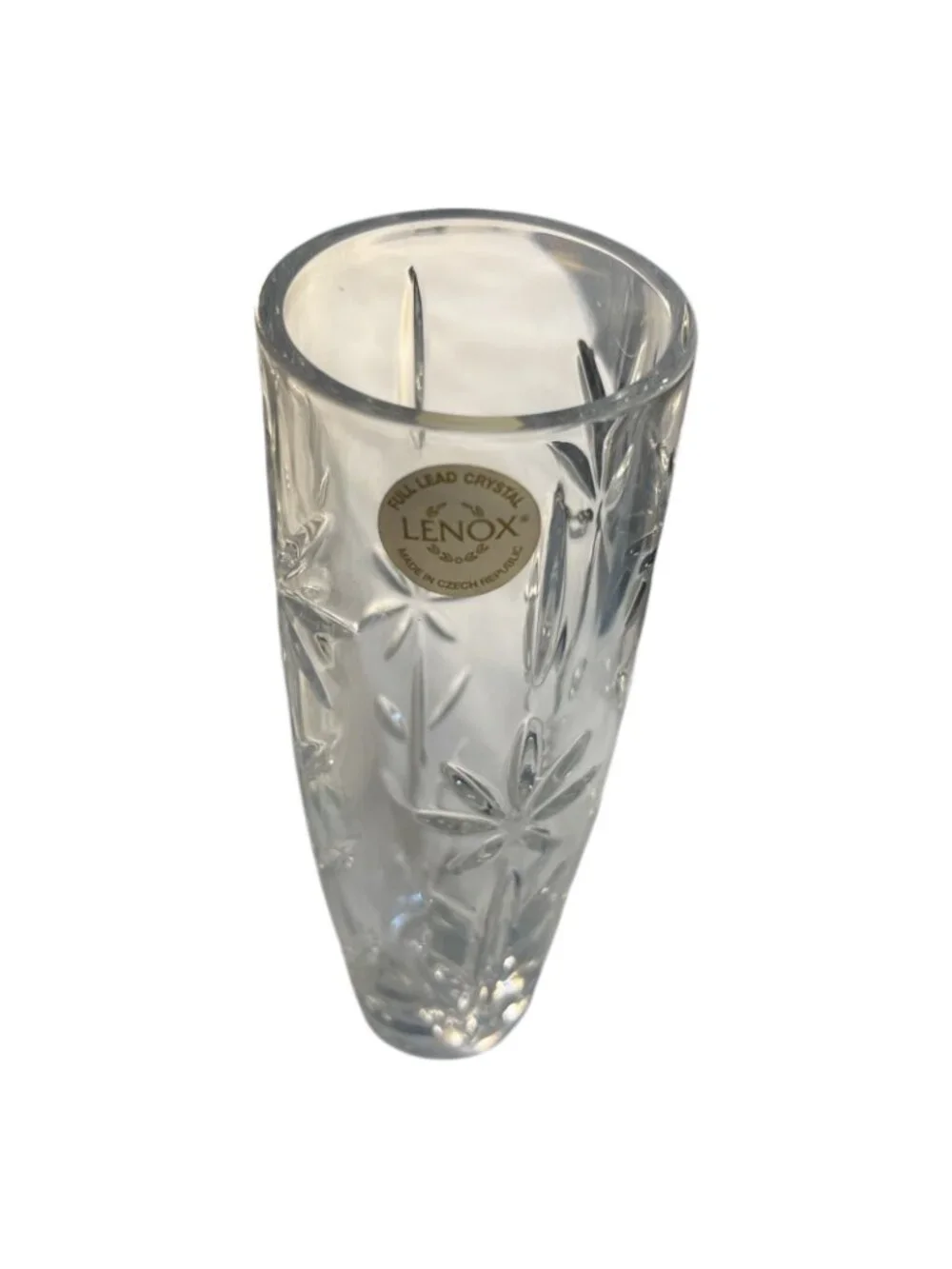 VTG Lenox Floral Majesty Full Lead Crystal Vase w/Certificate Czech Republic